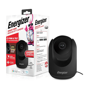 nergizer Smart 2K Indoor Pan & Tilt Wired Camera, Motion Tracking, Two-Way Audio, Night Vision, Instant Notifications, Recording, App, Hub-Free Wi-Fi Connection, Compatible with Alexa & Google Home