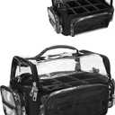 Makeup Brush Case, Extra Large Makeup Brush Bag XL Professional Makeup Artist Must Haves Travel Case with Stand Up Brush Slots Cosmetic Organizer Bag, Full Open Easy to Access, with Adjustable Strap