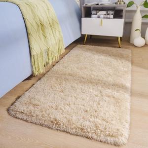 BENRON Fluffy Runner Rugs 2x4, Soft Long Runners for Bedroom Hallyway Entryway Kitchen, Washable Fuzzy Throw Rug for Kids Girls Room Decor Photo Prop, Light Tan