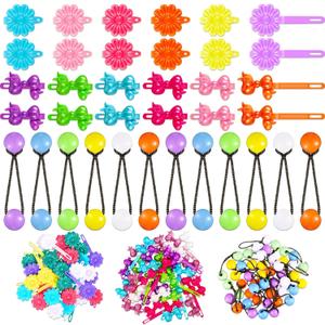 Hoteam 100 Pcs Self Hinge Plastic Hair Clips Hair Barrettes for Girls Bows Clips Flower Barrettes Retro Assorted Hairs Accessories Set for Toddler Baby Girl(Cool)