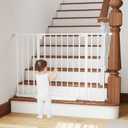 29.7-46" Baby Gate for Stairs with Banister Adapter Y-Spindle Rods, 30.5" Tall, Easy-Install Pressure Mounted Baby Gate for Doorways, Auto-Close Dog Gate Indoor for Child and Pets (White)