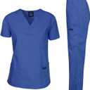 Dagacci Scrubs Medical Uniform Women and Man Scrubs Set Medical Scrubs Top and Pants (Medium, Royal Blue)