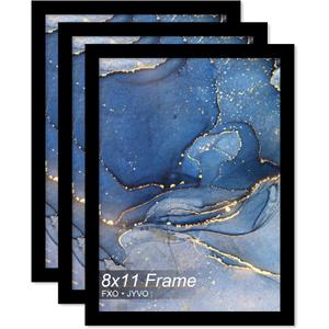 Fxojyvo 8x11 Picture Frame Set of 3, Black Frame for 8 x 11 Inch Picture Poster Photo, Light Weight and High Transparent 8 by 11 Frame for Wall - 3 Pack/Black/8"x11"