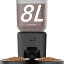 Automatic Cat Feeder for 2 Cats - 8L/34 Cups Large Capacity Auto Cat Food Dispenser with LCD Screen, 2 Food Trays, Timed Feeder, Up to 50 Portions 6 Meals Per Day, Keep Fresh (Black)
