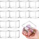 Juexica 12 Pcs Clear Acrylic Box with Lid Plastic Small Acrylic Boxes Decorative Storage Box Jewelry Display Mini Clear Container for Home Candy Pill Tiny Jewelry(Square,4 x 4 x 4)