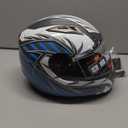 Milwaukee Helmets H512 Titanium and Blue Chit-Chat Full Face Wireless Motorcycle Helmet-Stream Music-Phone Calls - Small