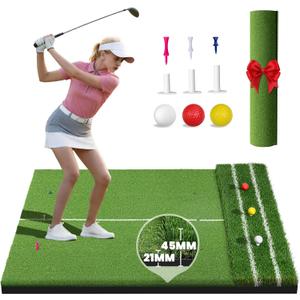 FRUITEAM Dual-Turf 54ft Golf Mat, 21MM-45MM Thickened Golf Hitting Mat, Withstands About 10,000 Shots, Alignment & Angle of Approach Aid, Indoor/Outdoor Practice