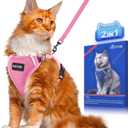 Halypet Cat Harness and Leash Set [ MAX Safety Third Generation ] Escape Proof Soft Adjustable Cat Leash Breathable Comfortable Vest Easy to Wear Kitten Harness for Outdoor Walking (Medium (13-18lb), H200 Pro Pink)