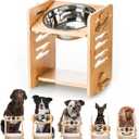 Elevated Dog Bowl 4.7-11.8with Food Grade 304 Stainless Steel 51 OZ, 9 Heights Bamboo Dogs Bowl Stand for Medium and Large Dogs, 1 Pack
