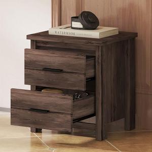 Merax Night Stand with 2 Drawers, Vintage Nightstand Wood Bedside End Table for Bedroom, Dorm, Dark Walnut