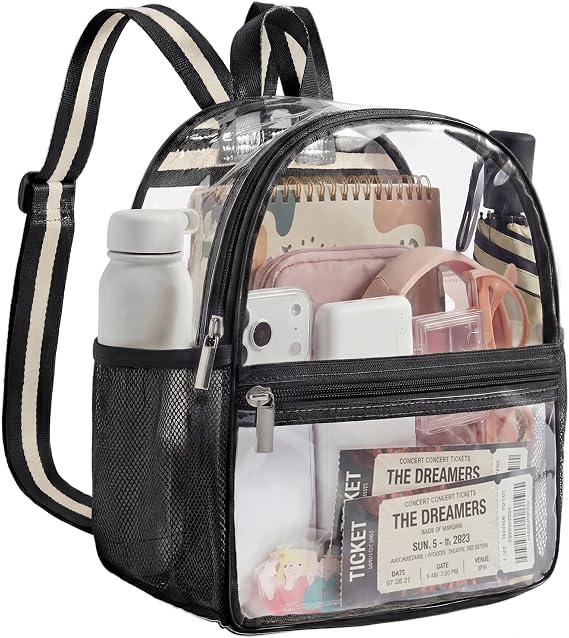 Missnine Small Clear Backpack for Stadium Events Anti-theft Mini Clear Bag for Sport Event Concert