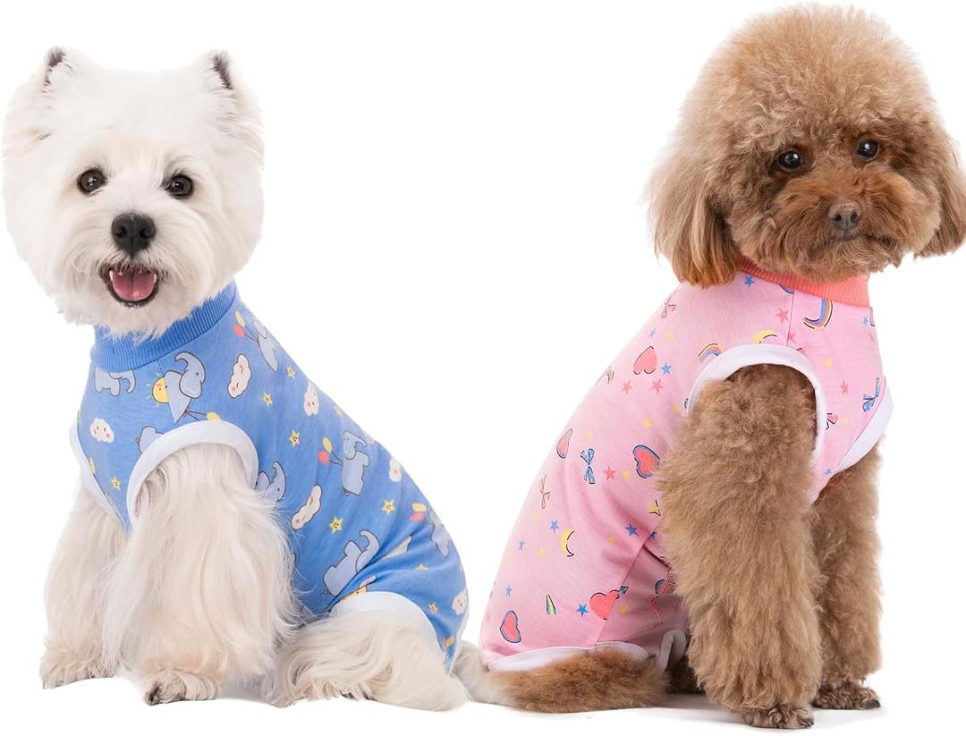 2 Packs Pet Dog Recovery Onesie Suit for Dogs Cats After Surgery,Dog Abdominal Wounds Bandages Cone E-Collar Alternative. (Blue, S)