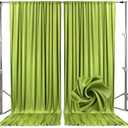 10ft x 7ft Olive Green Backdrop Curtains for Parties, Fabric Satin Background Curtain with Rod Pockets for Weddings, Birthday, Baby Shower, Photography, Graduation Party Backdrop Drapes, 2 Panels