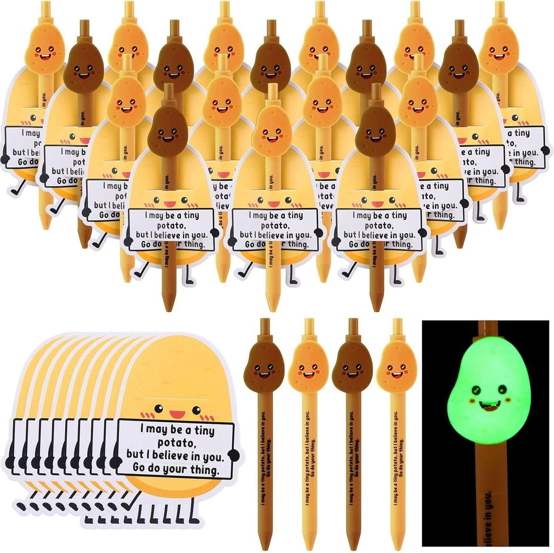 40 Sets Positive Inspirational Pens Employee Appreciation Gift Coworkers Luminous Pens Bulk Employees Funny Pen Gift Thank You Gifts Encouragement Affirmation with Motivational Tags (Potato)