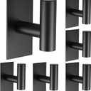 VAEHOLD Wall Towel Hooks, Heavy Duty Sticky Holder Waterproof Towel Hooks for Hanging Coat, Clothes, Closet Hook Wall Mount for Kitchen (Black, 6 Pack)