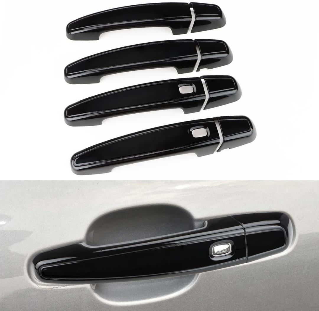 Car Door Handle Cover Compatible for Chevy Equinox 2018-2024 Accessories for 2016-2024 Malibu 2019-2024 Blazer Door Handle Protector Trim Golssy Black (with 2 Auto Locks Holes)