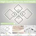 Modern LED Ceiling Lights for Bedroom 36.2'' Dimmable Square 6+1 Rings Ceiling Lights for Living Room with Remote Control 130W for Kitchen,Balcony, Bedroom, Chrome