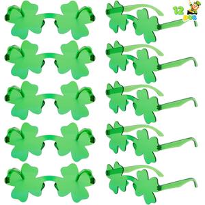 JOYIN 12 PCS St. Patricks Day Sunglasses Shamrock, St Patrick Accessories Shamrock Glasses Clover Eyewear, St Patrick Party Favor Supplies