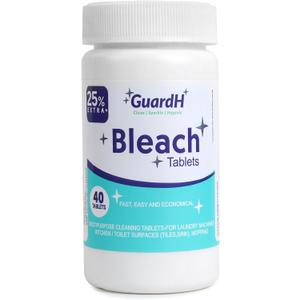 Bleach Tablets, 40 Count - Multipurpose Cleaning for Laundry, Kitchen Surfaces, Bathroom Tiles, and Toilet Bowls - Liquid Bleach Alternative