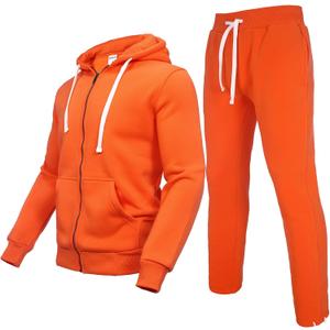 Men's Tracksuits Sweatsuits 2 Piece Casual Sweat Jogging Suit Set Athletic Full Zip Hoodies and Sweatpant Outfits (Orange)