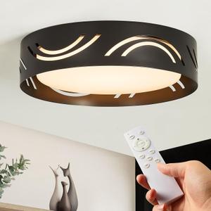 foucasal Modern LED Flush Mount Ceiling Light with Night Light Black 13", 12.79inch Arc Pattern