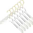Besser Luxury Acrylic Hangers 15in, 6 Pack Gold Acrylic Hangers with Wide Shoulders for Coat Suit, Premium Crystal Non-Slip Hangers with Gold Hook, Acrylic Suit Hangers