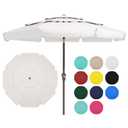 JEAREY 3 Tiers 9 FT Patio Umbrellas Outdoor Table Umbrella with Push Button Market Umbrella 8 Sturdy Ribs UV Protection Waterproof for Garden,Off-white