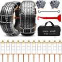Datanly Adjustable Thickened Non-Skid Snow Tire Chains - Fit 215-285 mm Tires for SUV, Truck, Pickup Easy Installation