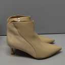 Coutgo Womens Kitten Heel Ankle Boots Pointed Toe Side Zipper Fall Winter Booties Shoes (9, Khaki)