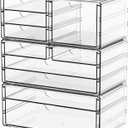 Yieach 3 Pack Clear Storage Drawers With 10 Drawers,Stackable 11.1 Large Acrylic Drawer Organizer and Makeup Organizer For Vanity,Bathroom Countertop,Cabinet,Pantry,Office Supply Storage Bins Drawers