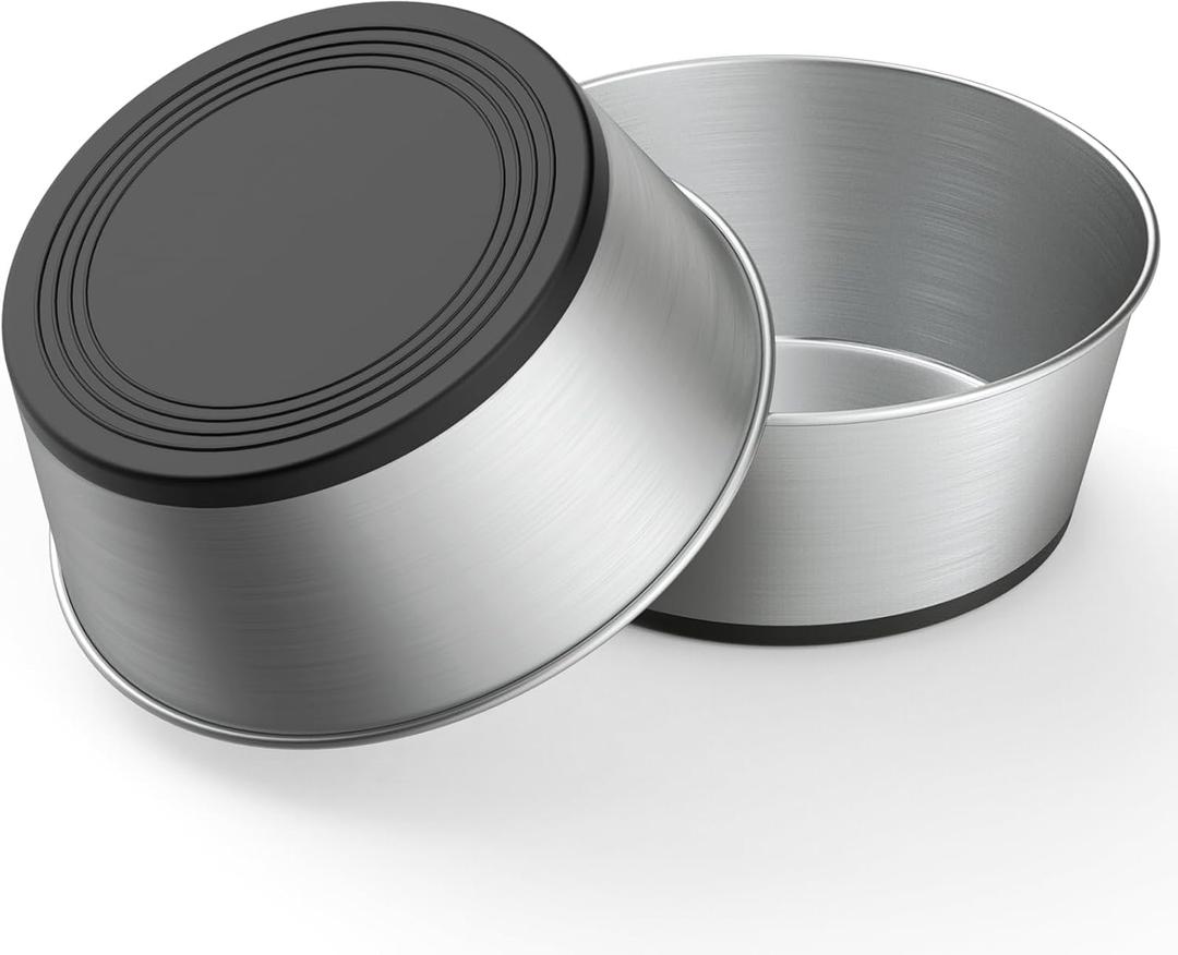 304 Stainless Steel Dog Bowls Set of 2, Anti Rust Metal & Non Slip Rubber Base, Heavy Duty Large Feeding Dishes, Food Grade BPA Free, Food and Water Bowl for Large Dogs (64oz, 8cup)