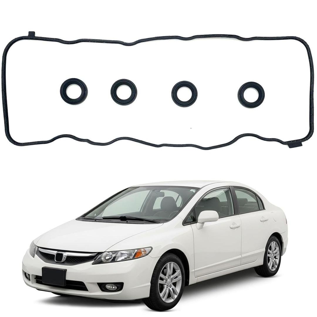 VS50741R Engine Valve Cover Gasket Set Compatible with 1.8L 2006-2015 Honda Civic, 2016-2017 Honda HR-V 1.8L, 2013-2015 Acura ILX 2.0L, 2007 2008 2009 2010 2011 2012 2014 VS50563 VS 50741 R