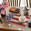 Artoid Mode American Star and Stripes 4th of July Placemats Set of 4, 12x18 Inch Patriotic Memorial Day Table Mats for Party Kitchen Dining Decoration