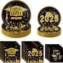 kockuu Graduation Party Plates and Napkins Blue and Gold 2025 Graduation Party Disposable Paper Plates and Napkins for for Class of 2025 Congrats Grad Party Decorations Supplies, Serves 50