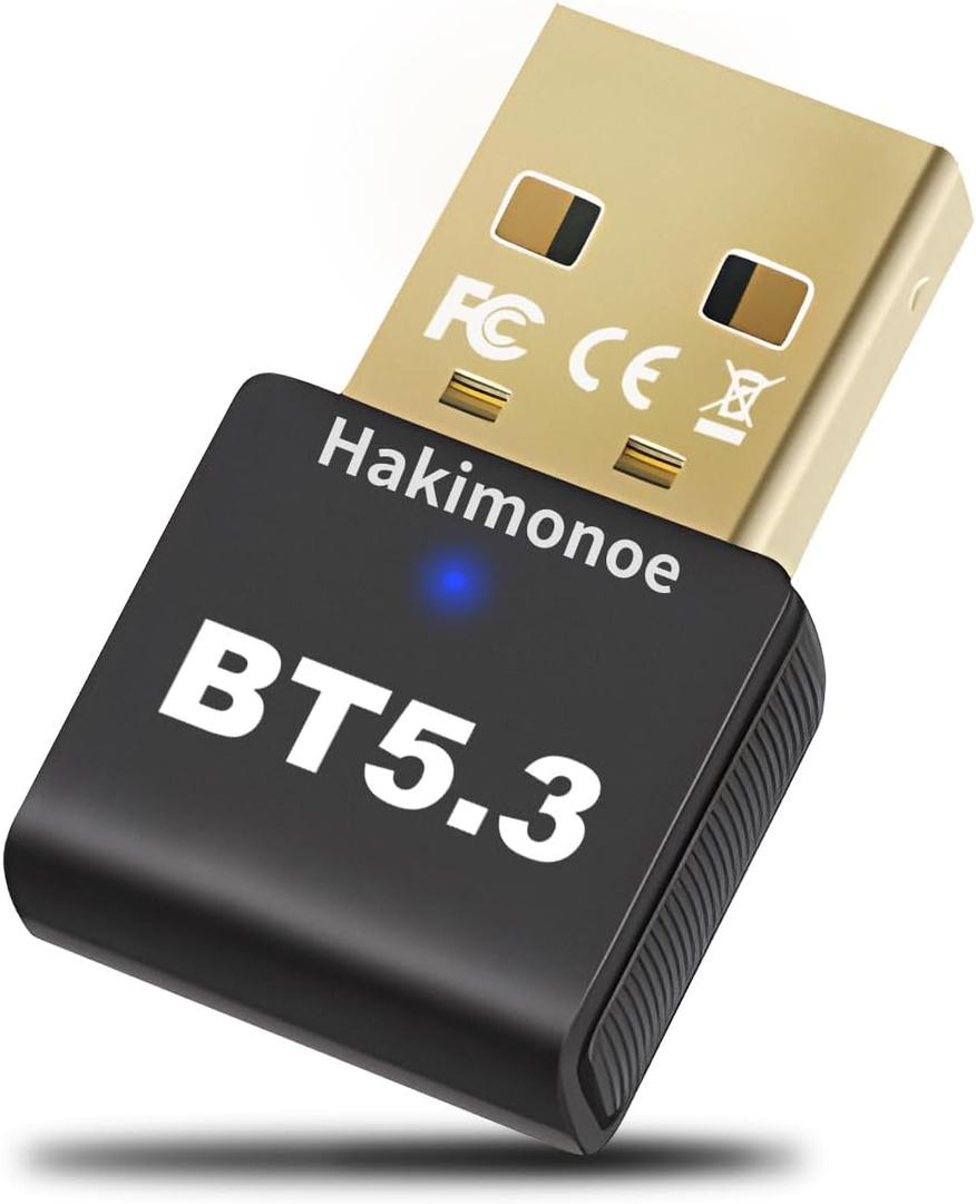 USB Bluetooth 5.3 Adapter for PC, Wireless Dongle for Laptop Desktop Computer Windows 11 10 8.1 7 Headset Headphones Speaker Keyboard Mouse