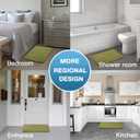 Flamingo P Memory Foam Bath Mat Non Slip Super Absorbent Shower Rug for Bathroom,24x17,Olive (Olive Wavy Line)