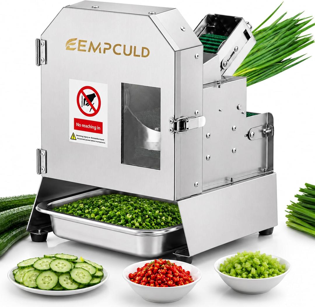 Electric Vegetable Slicer, 300W Conveyor Belt Cutter, 1-35mm Adjustable
440lb/h Output, Versatile Cutting for Long Vegetables & Leafy Greens, Restaurant & Home Use, Includes Stainless Steel Pan