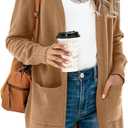 TASAMO Women's Kimono Cardigan Long Sleeve Open Front Casual Knit Sweaters Coat Oversized Soft Outwear with Pockets (X-Large, A-24 Light Brown)