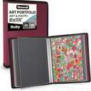 Dunwell Art Portfolio 9x12 Folder (Ruby), Black Mounting Paper, Portfolio Binder for Artwork, 9 x 12 Art Folder, 24 Pockets Display 48 Pages, Acid-Free Poly Presentation Book
