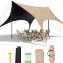 10x13 FT Camping Tarp with Poles, Waterproof Sun Shelter with UPF 2000+