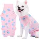 X-Small Dog Recovery Suit Female Spay, Professional Dog Surgery Suit Post Neuter, Abdominal Surgical Suit for Male Dogs Can Pee, Prevent Licking Soft Breathable Cotton Covers Wound (Pink, XS)