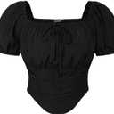 Scarlet Darkness Renaissance Shirt Women Off The Shoulder Corset Tops Peasant Blouse (Black, M)