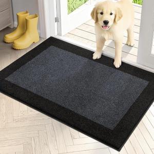 PURRUGS Dirt Trapping Door Mat 24" x 36", Non-Slip Washable Entry Mat, Dog Doormat, Front Door Mat, Super Absorbent Entrance Mat for Muddy Shoes & Paws, Bluish Grey & Charcoal