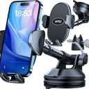 HTU Military-Grade Suction 2025 Cell Phone Holder for CarFlexible Telescopic Arm Car Phone Mount Stand for Dashboard Windshield for iPhone 16 Pro Max 15 14 13 12 Samsung Truck Jeep, Black