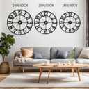 LEIKE Large Wall Clocks,Silent,Non Ticking,Battery Operated Rustic Round Modern Big Metal Wall Clock for Living Room, Bedroom,Kitchen,Farmhouse,Office,Home Decor-16 Inch(Black-Arabic Number)