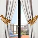 SUQ I OME 1 Pair European Big Leaf Curtain Tiebacks Novelty Fashion Curtain Hook U Shape Wall Hook Simple Modern Curtain Holdbacks, Golden