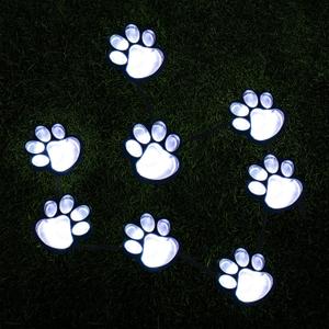 16.8ft Paw Print Solar Lights - Dog Cats Animal Solar String Lights (Set of 8) Outdoor Waterproof, Cat Puppy Animal Dcor Walkway Lighting, Gifts for Pet Lovers (Cold White)