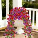 UV Resistant Artificial Hanging Flowers Outdoor Decor - 2 Pack Fake Hanging Plants with Silk Daisies for Spring Summer, No Fade Faux Flowers for Planter, Front Door, Porch, Patio, Garden, Yard