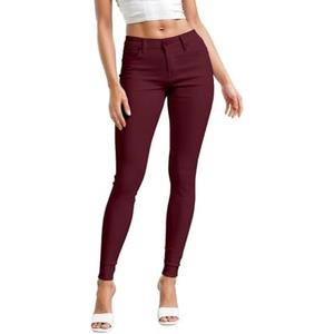 Hybrid & Company Womens Hyper Ultra Stretch Comfy Skinny Leg Work Casual Pants, Burgundy, XL