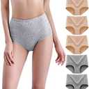 youlehe Women's Cotton Underwear Briefs High Waist Full Coverage Soft Breathable Panties 5 pcs Medium